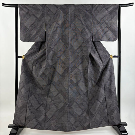 【庫存清倉】 紬織 身長162.5cm 袖長62.5cm S 雙層 黑灰 純蠶絲 美品 秀品級