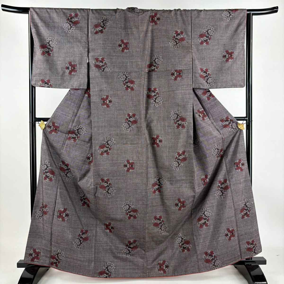 【庫存清倉】 紬織 身長164.5cm 袖長66.5cm M 雙層 葉柄 焦茶 純蠶絲 優品級
