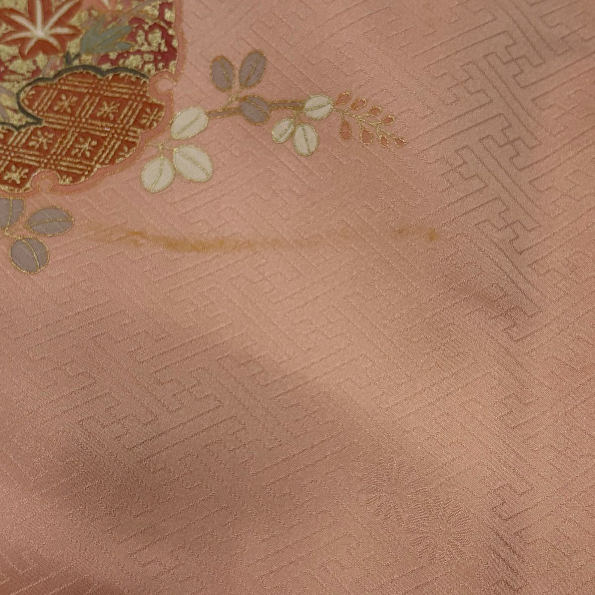 【庫存清倉】訪問服 身長158cm 袖長64cm M 雙層 雪輪 ヱ霞 金銀彩 刺繡 粉紅 純蠶絲 優品級
