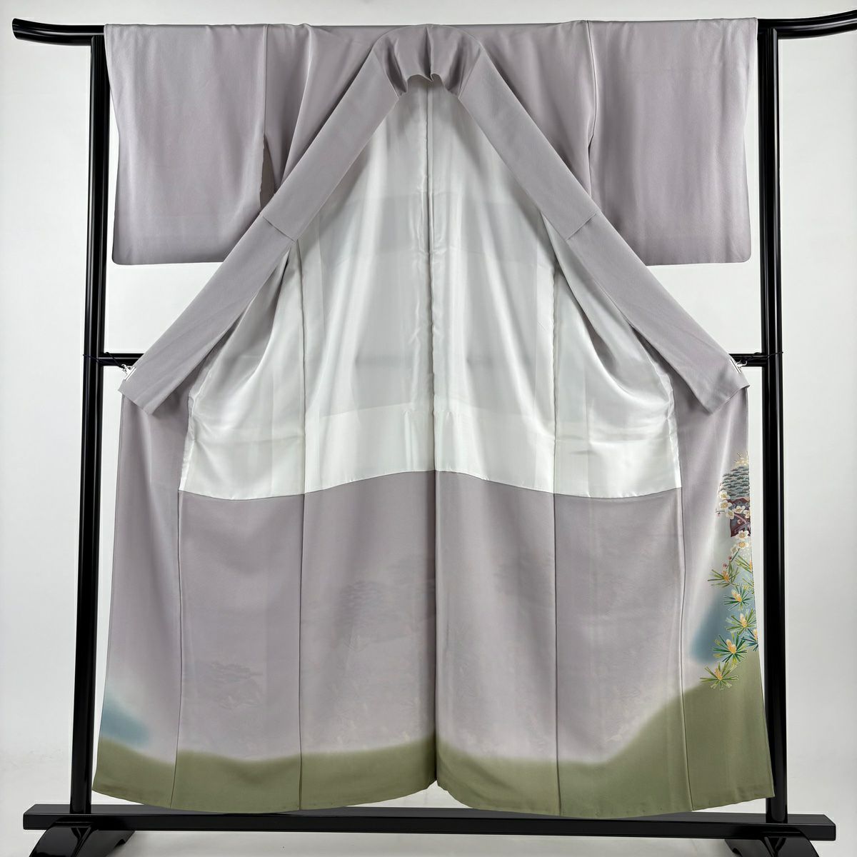 【庫存清倉】 留袖禮服禮服 身長155cm 袖長63.5cm S 雙層 落款 松樹梅花 遠山 染分 逐漸變色 淡紫 純蠶絲 美品 秀品級 一個紋