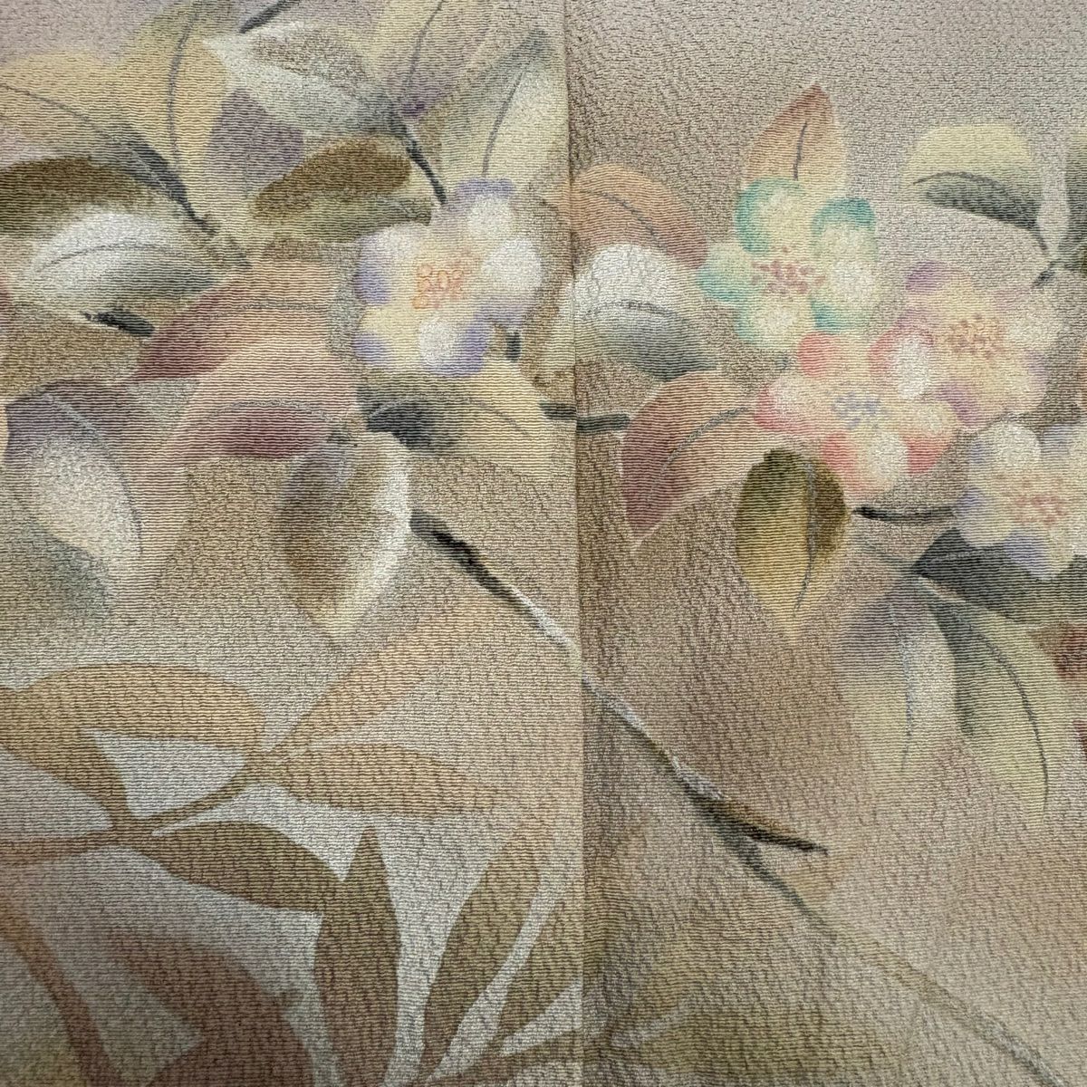 【庫存清倉】訪問服 身長158cm 袖長64cm M 雙層 草野一騎 有落款 枝花 漸層 粉紅 純蠶絲 優品級