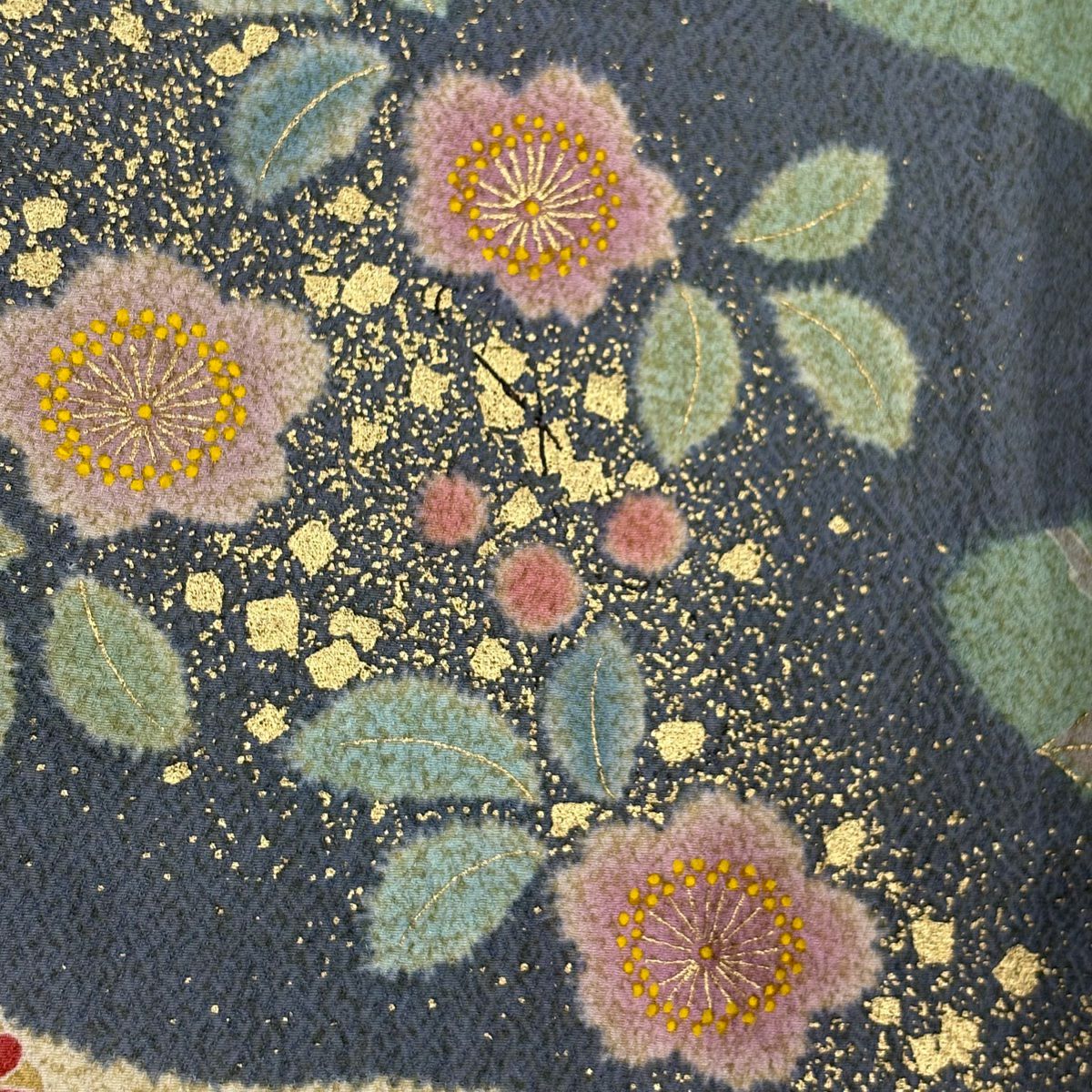 【庫存清倉】訪問服 身長163cm 袖長65.5cm M 雙層 落款有 菊花 有職紋樣 金絲 金銀彩 淺綠 純蠶絲 名品級