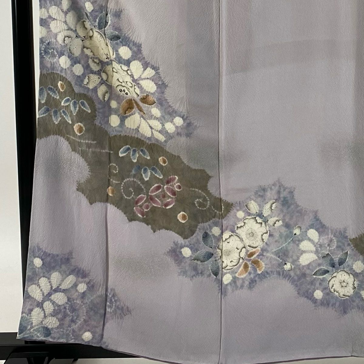 【庫存清倉】訪問服 身長159cm 袖長63cm S 雙層 滝泰 有落款 辻花染 金銀彩 漸層 灰紫 純蠶絲 優品級