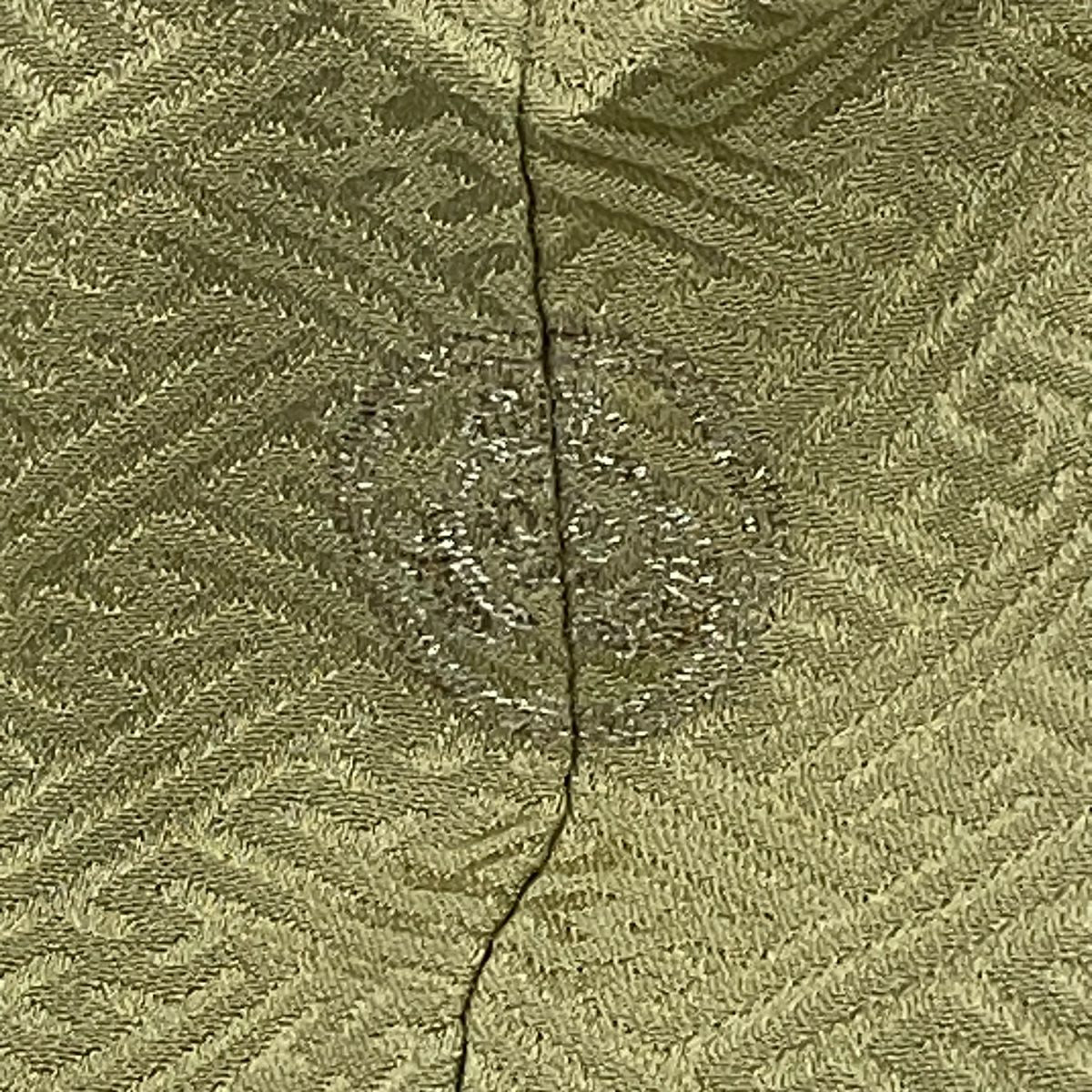 【庫存清倉】 付下 身長158.5cm 袖長63.5cm S 雙層 草花紋紋 霞刺繡 絞染 艾草色 純蠶絲 優品級 一個紋
