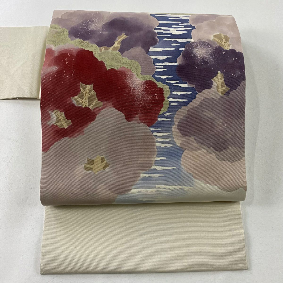 【庫存清倉】 名古屋帶 優品級 樹木 米色 純蠶絲