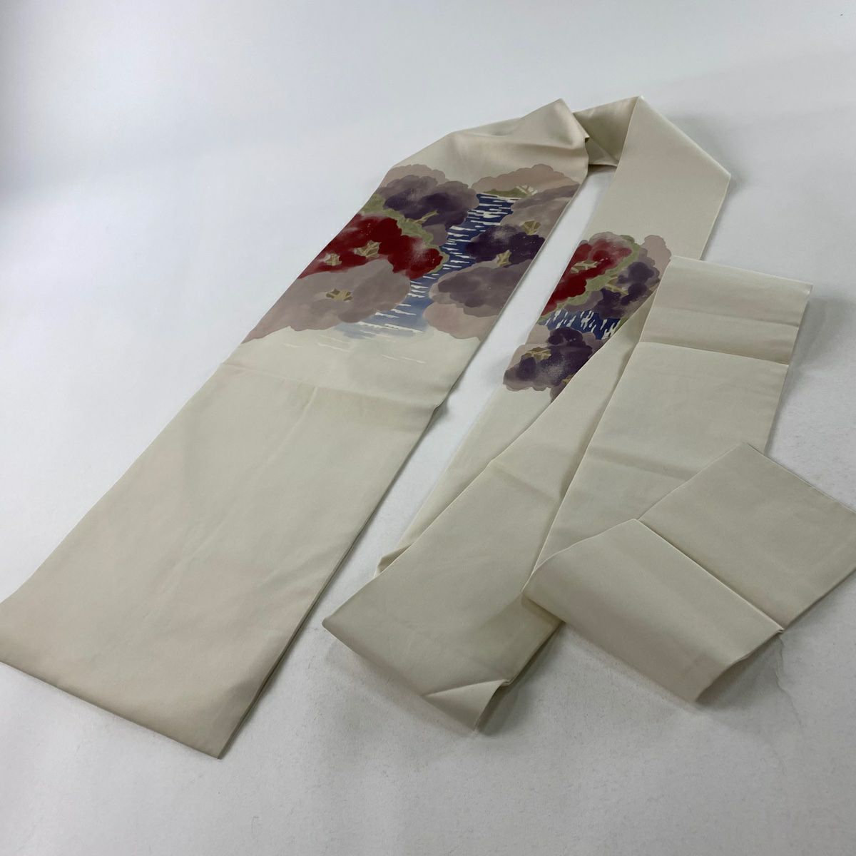 【庫存清倉】 名古屋帶 優品級 樹木 米色 純蠶絲