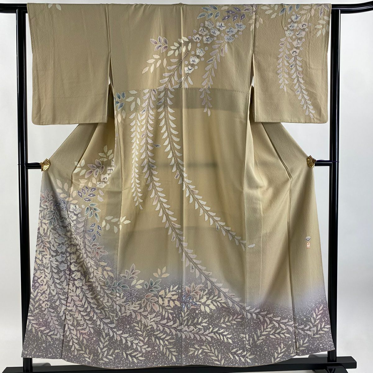 【庫存清倉】訪問服 身長155cm 袖長62.5cm S 雙層 落款有 辻花染 漸層 米色 純蠶絲 逸品級