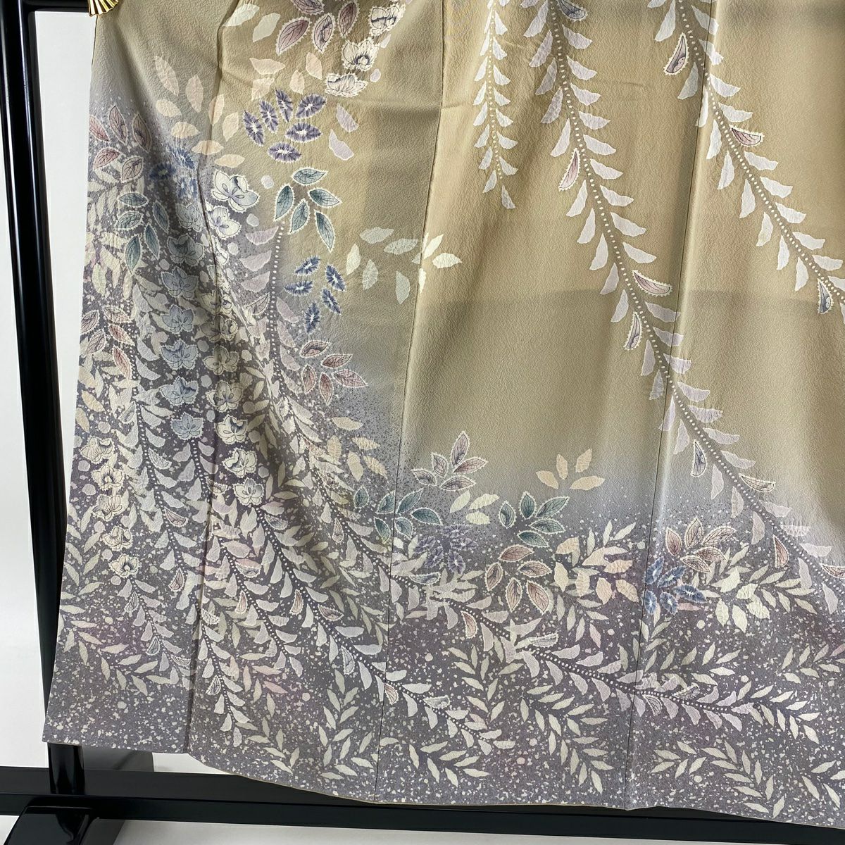 【庫存清倉】訪問服 身長155cm 袖長62.5cm S 雙層 落款有 辻花染 漸層 米色 純蠶絲 逸品級