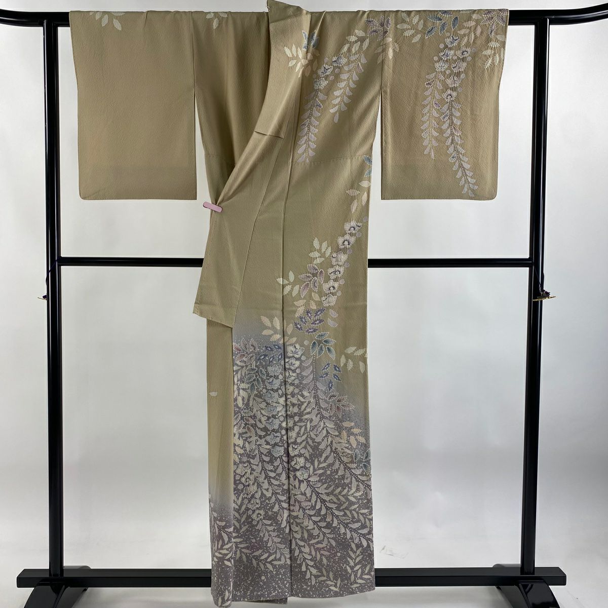 【庫存清倉】訪問服 身長155cm 袖長62.5cm S 雙層 落款有 辻花染 漸層 米色 純蠶絲 逸品級