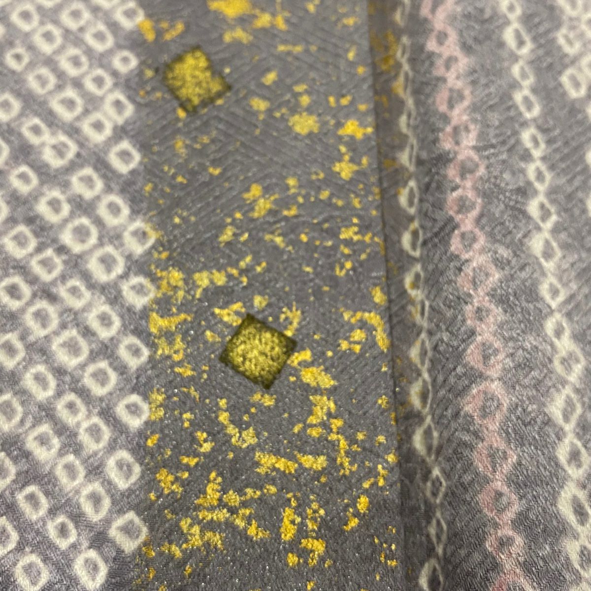 【庫存清倉】 付下 身長166cm 袖長65.5cm M 雙層 花唐草紋 波 金銀彩 刺繡 灰紫 純蠶絲 優品級