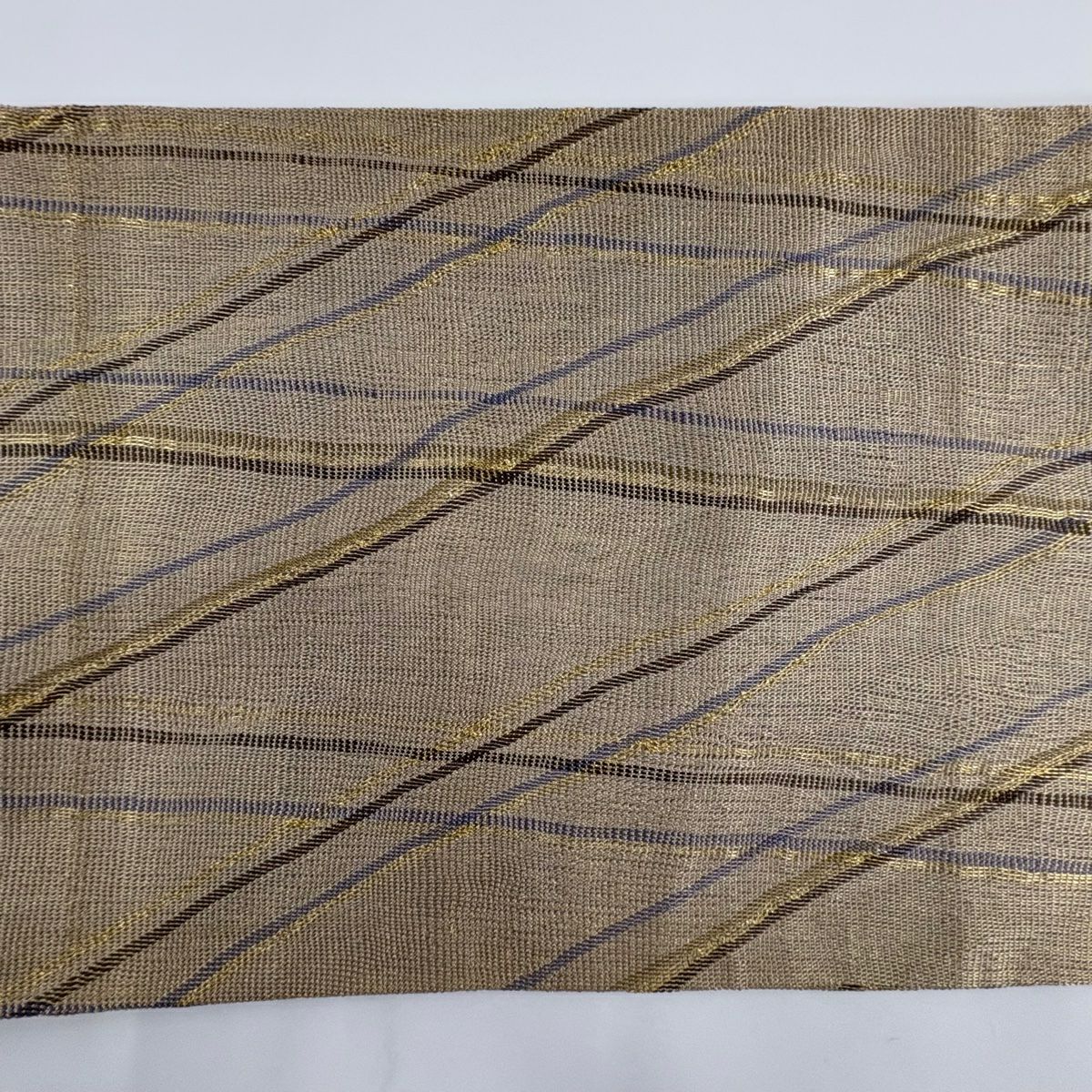 【庫存清倉】 袋帶 名古屋帶 優品級 幾何學 金絲 淺茶 純蠶絲