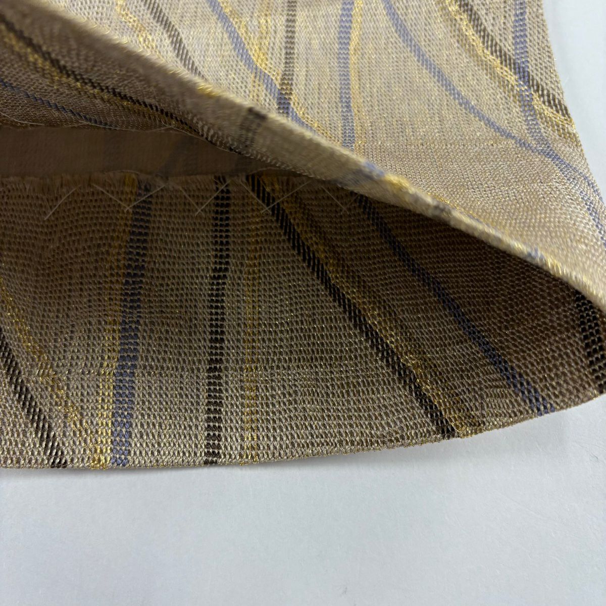 【庫存清倉】 袋帶 名古屋帶 優品級 幾何學 金絲 淺茶 純蠶絲