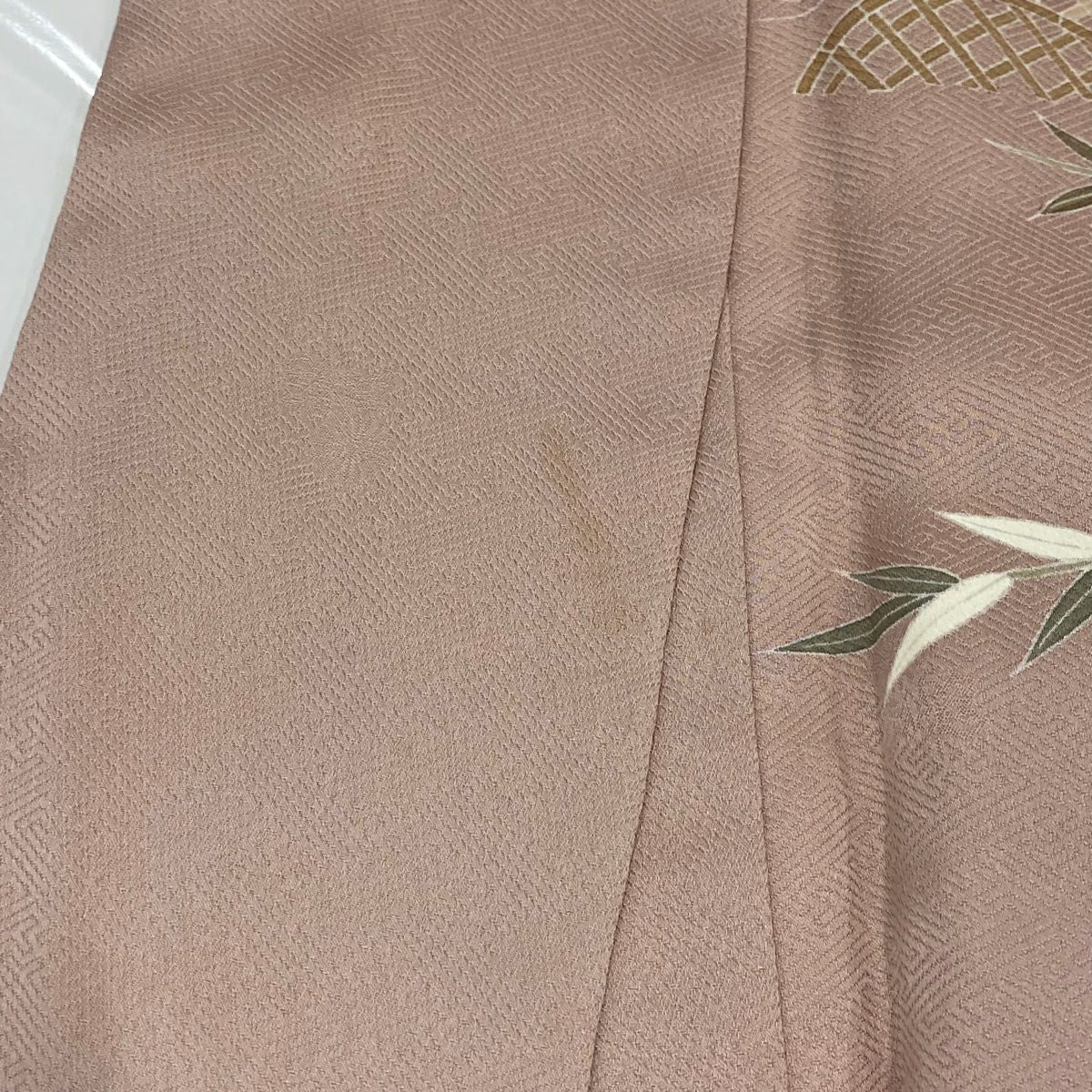 【庫存清倉】訪問服 身長157cm 袖長63cm S 雙層 松樹竹子 秋草 金銀彩 粉米色 純蠶絲 優品級