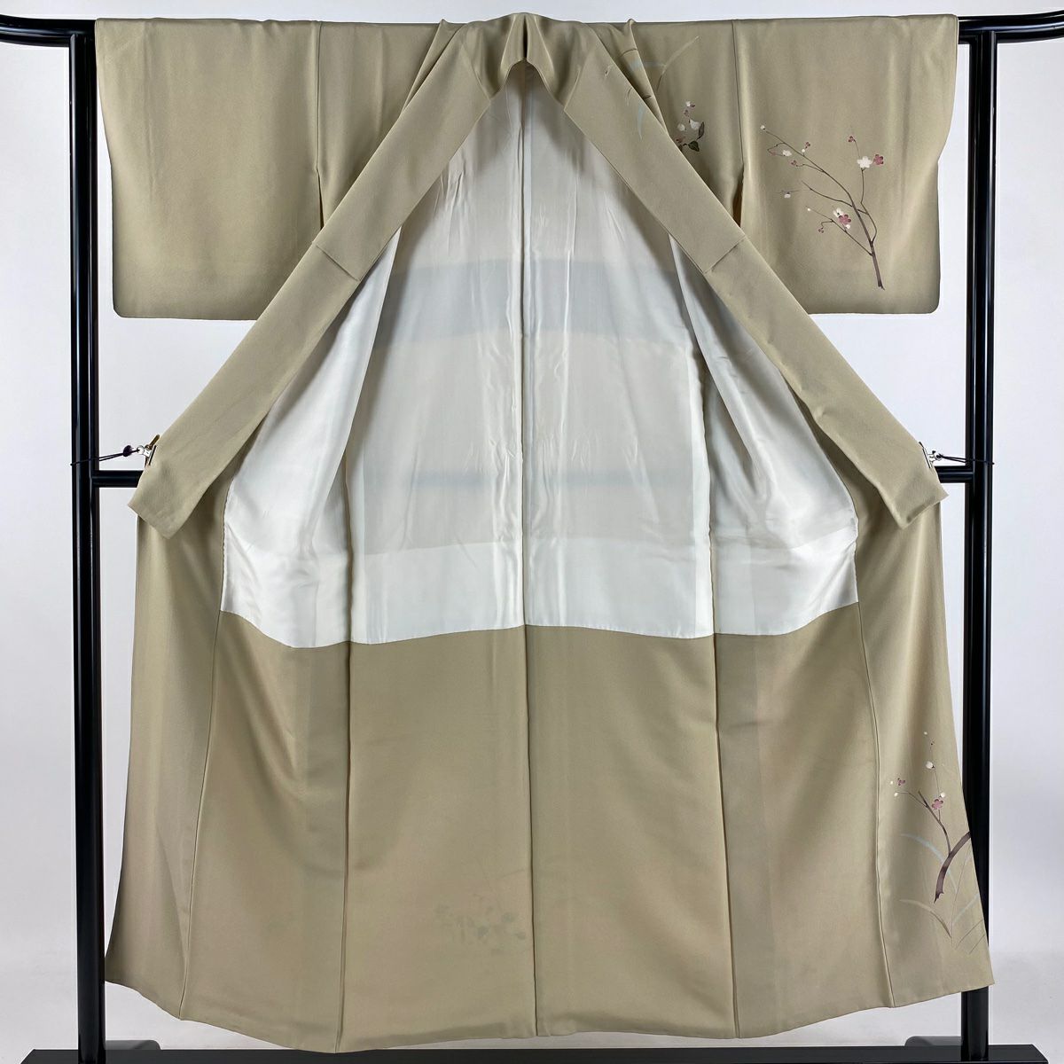 【清倉特賣】訪問服 身長152.5cm 袖長62cm S 雙層 落款有 枝梅花 草花紋紋 漸層 米色 純蠶絲 優品級