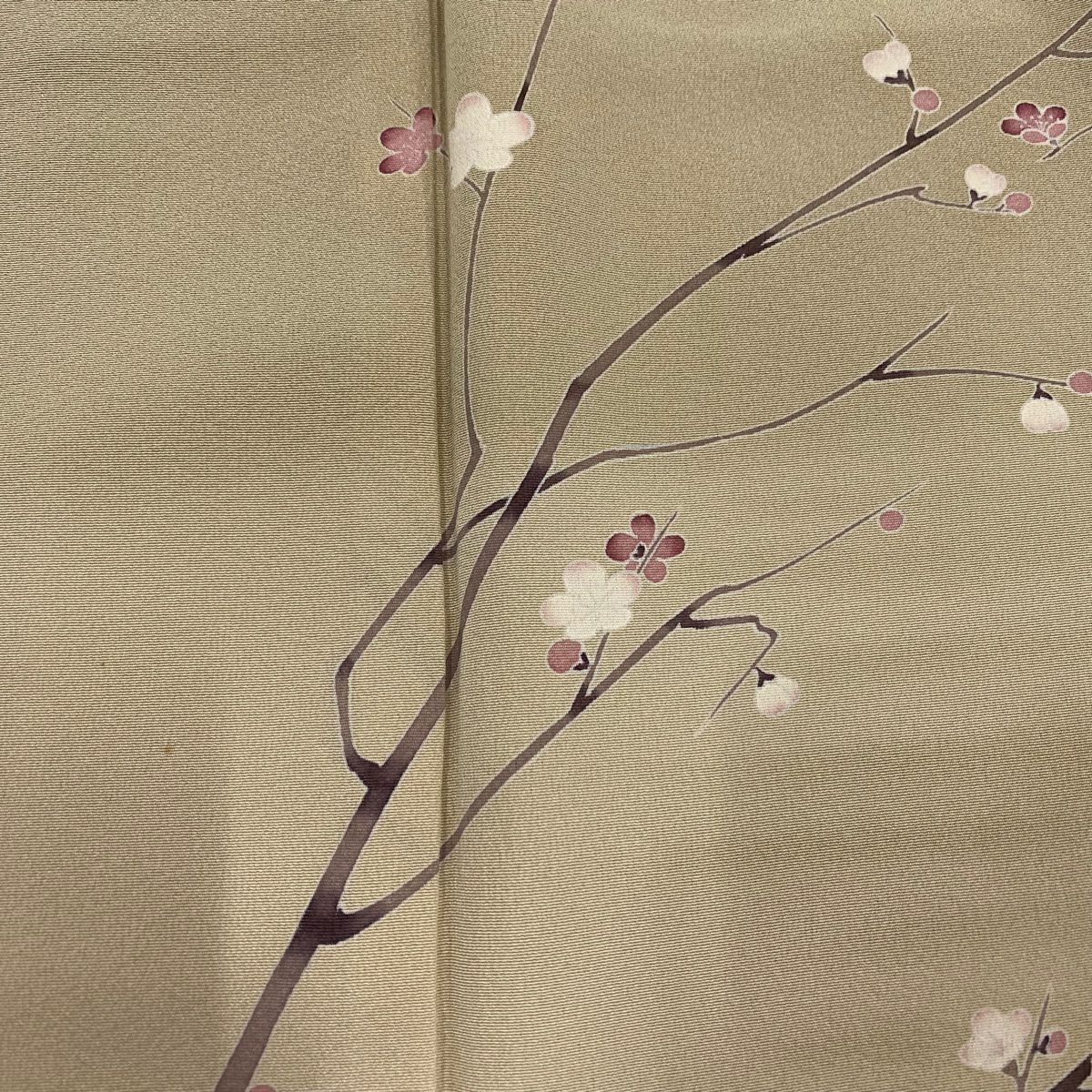 【清倉特賣】訪問服 身長152.5cm 袖長62cm S 雙層 落款有 枝梅花 草花紋紋 漸層 米色 純蠶絲 優品級