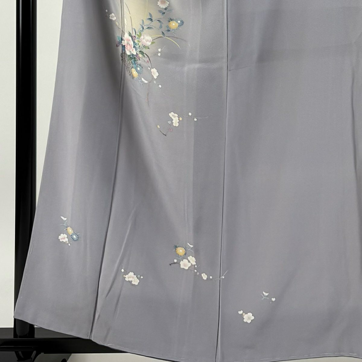 【庫存清倉】 付下 身長159.5cm 袖長63.5cm S 雙層 花籠 枝花 漸層 灰紫 純蠶絲 優品級