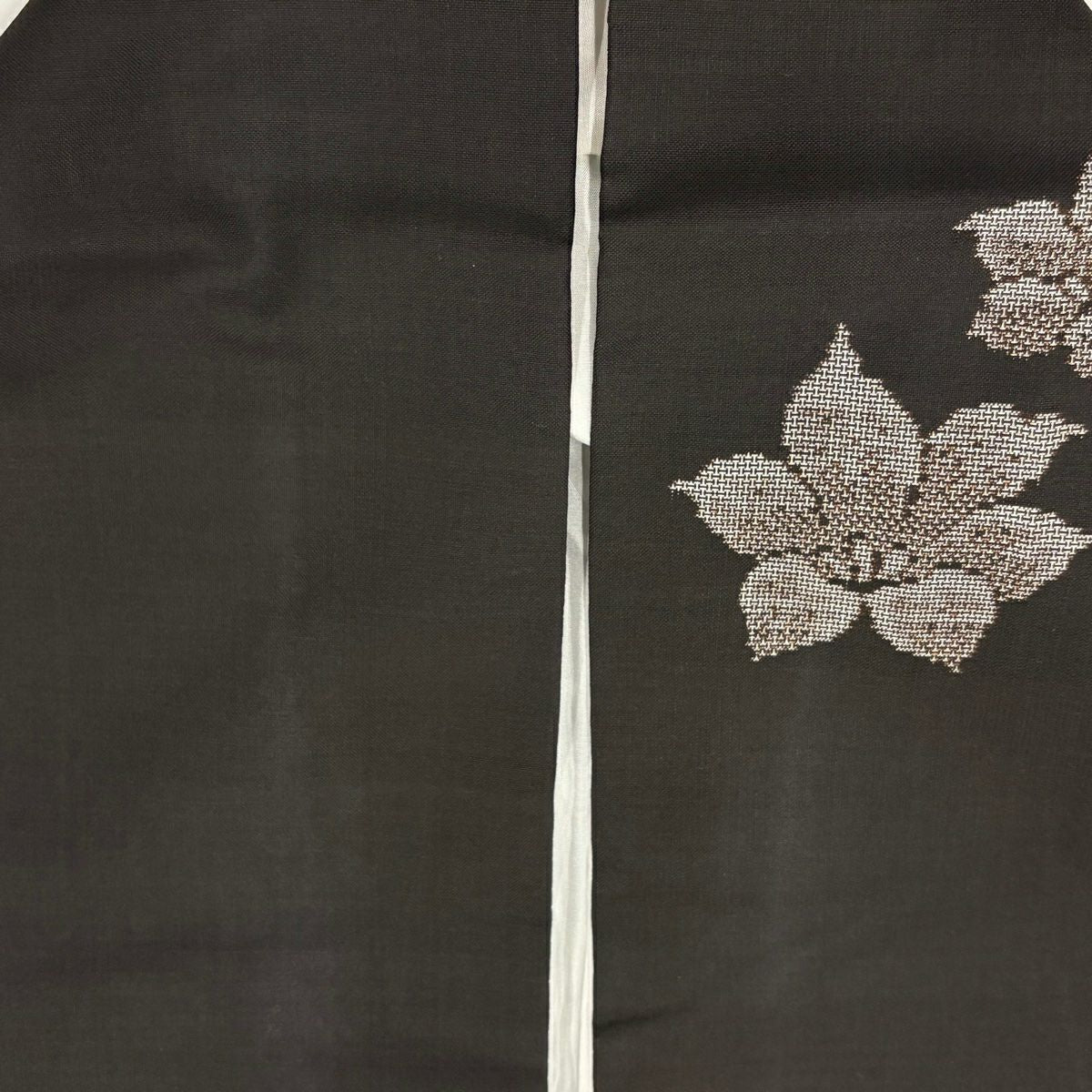 【庫存清倉】 紬織 身長162.5cm 袖長66cm M 雙層 花 焦茶 純蠶絲 名品級