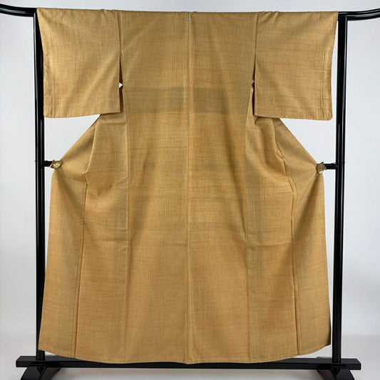 【庫存清倉】 紬織 身長156.5cm 袖長64cm M 雙層 淡黃土色 純蠶絲 美品 秀品級 一個紋