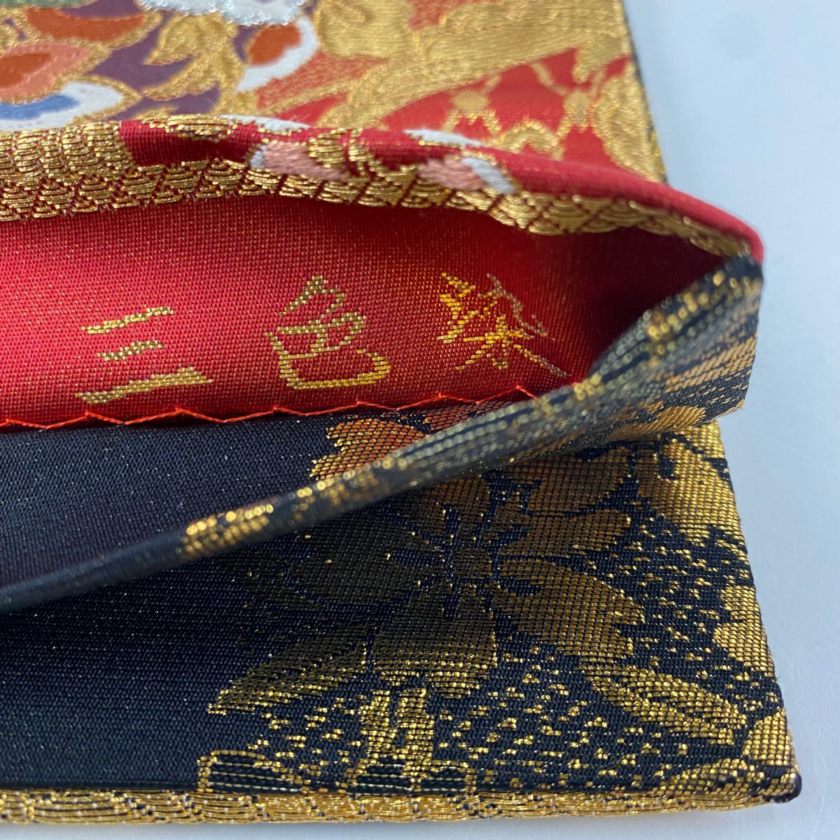 袋帶 美品 秀品級 振袖禮服禮服用 三色染 華紋 花鳥 唐織 金銀彩 青紫 六通 純蠶絲