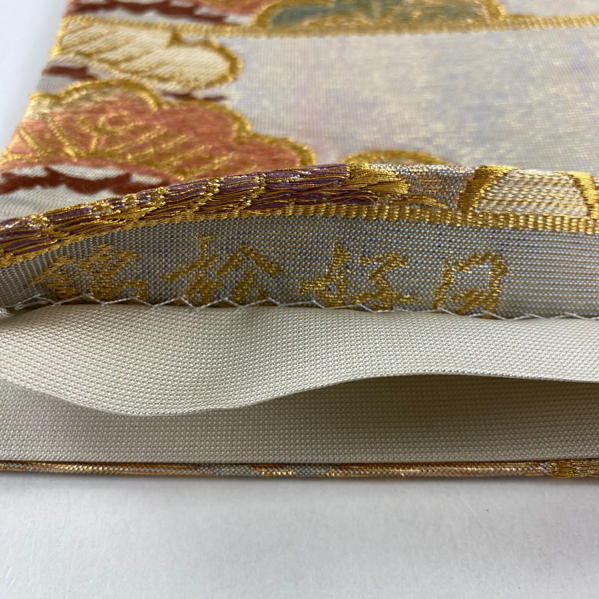 【庫存清倉】 袋帶 優品級 仙鶴松樹 波 唐織 金絲 灰茶 六通 純蠶絲