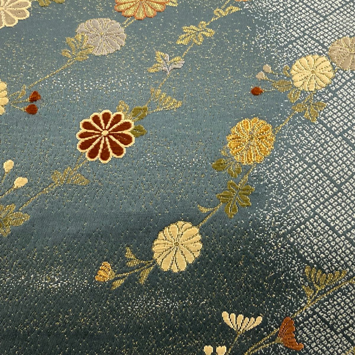 【庫存清倉】 袋帶 美品 秀品級 菊花 金絲 金通 灰綠 六通 純蠶絲