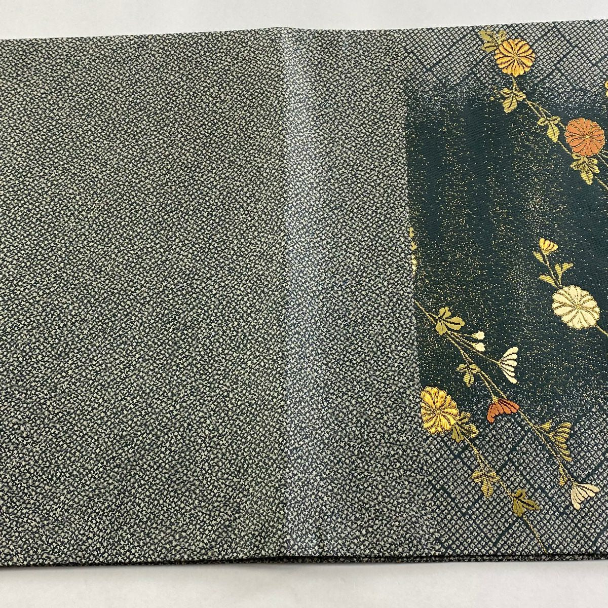 【庫存清倉】 袋帶 美品 秀品級 菊花 金絲 金通 灰綠 六通 純蠶絲
