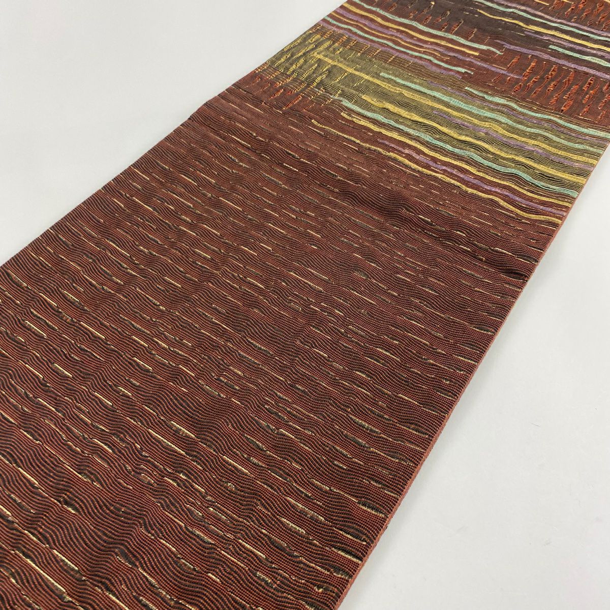 【庫存清倉】 袋帶 美品 秀品級 本泥染 やまと 霞 金絲 灰紫 六通 純蠶絲