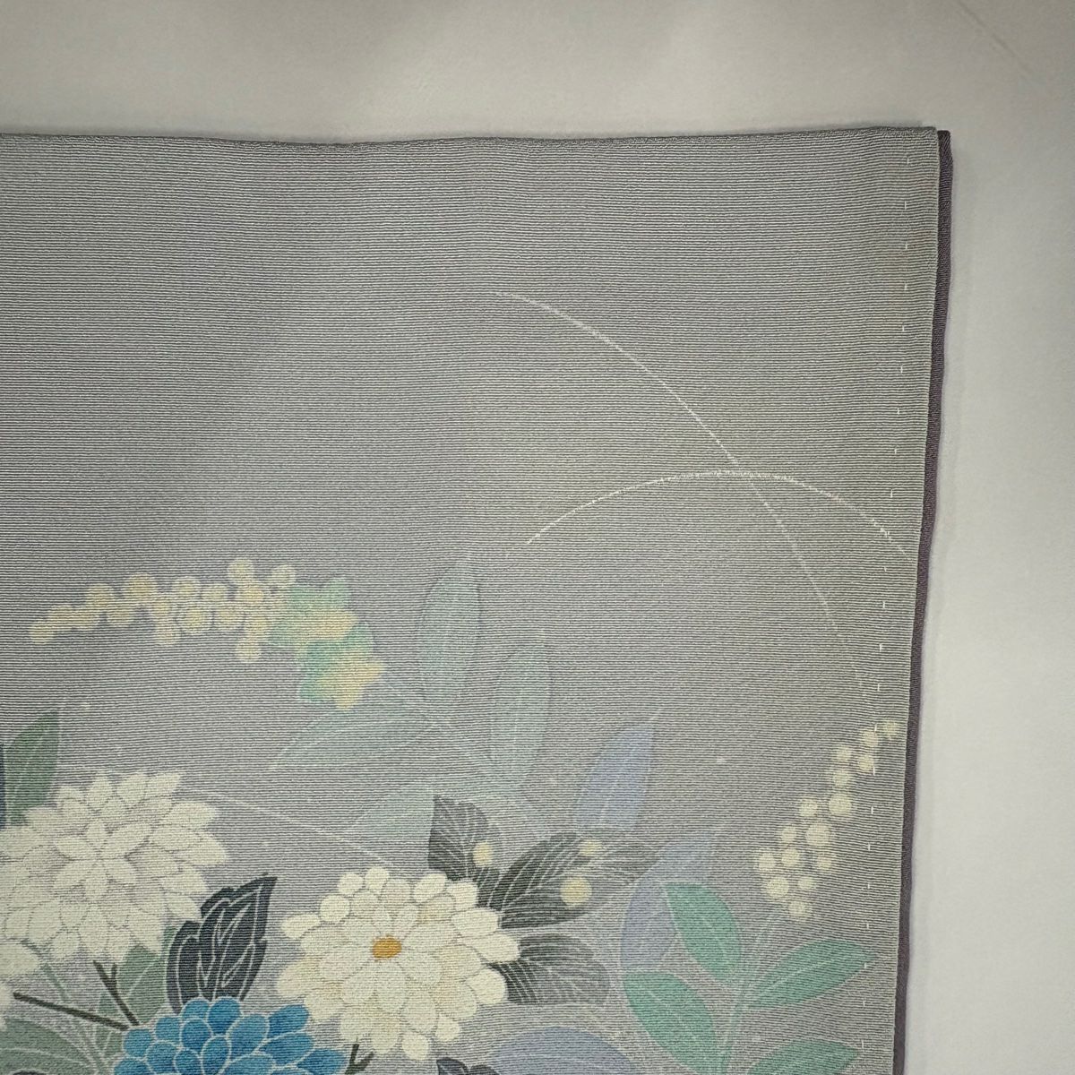 【庫存清倉】訪問服 身長163.5cm 袖長63cm S 雙層 鴛鴦 草花紋紋 漸層 水藍 純蠶絲 優品級