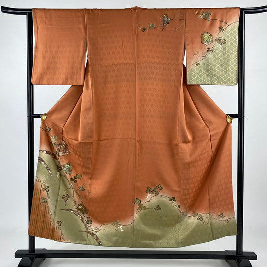【庫存清倉】訪問服 身長152cm 袖長63.5cm S 雙層 葡萄 雪芝 金銀彩 漸層 淺橙色 純蠶絲 優品級