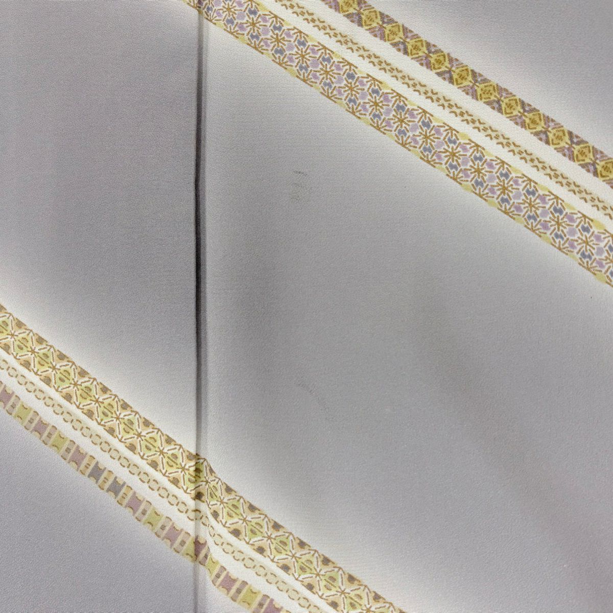 【庫存清倉】 付下 身長157cm 袖長63cm S 雙層 斜條 幾何圖案 金銀彩 漸層 灰紫 純蠶絲 優品級 一個紋