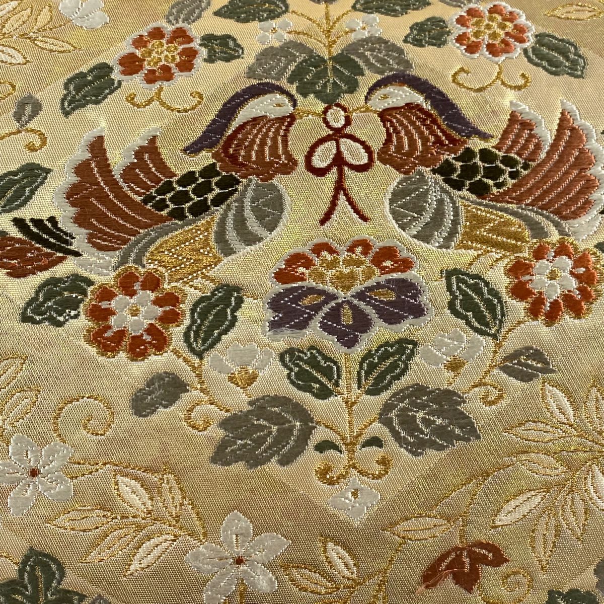 【庫存清倉】 袋帶 美品 秀品級 華紋 向鳥 金絲 金金箔 金 六通 純蠶絲