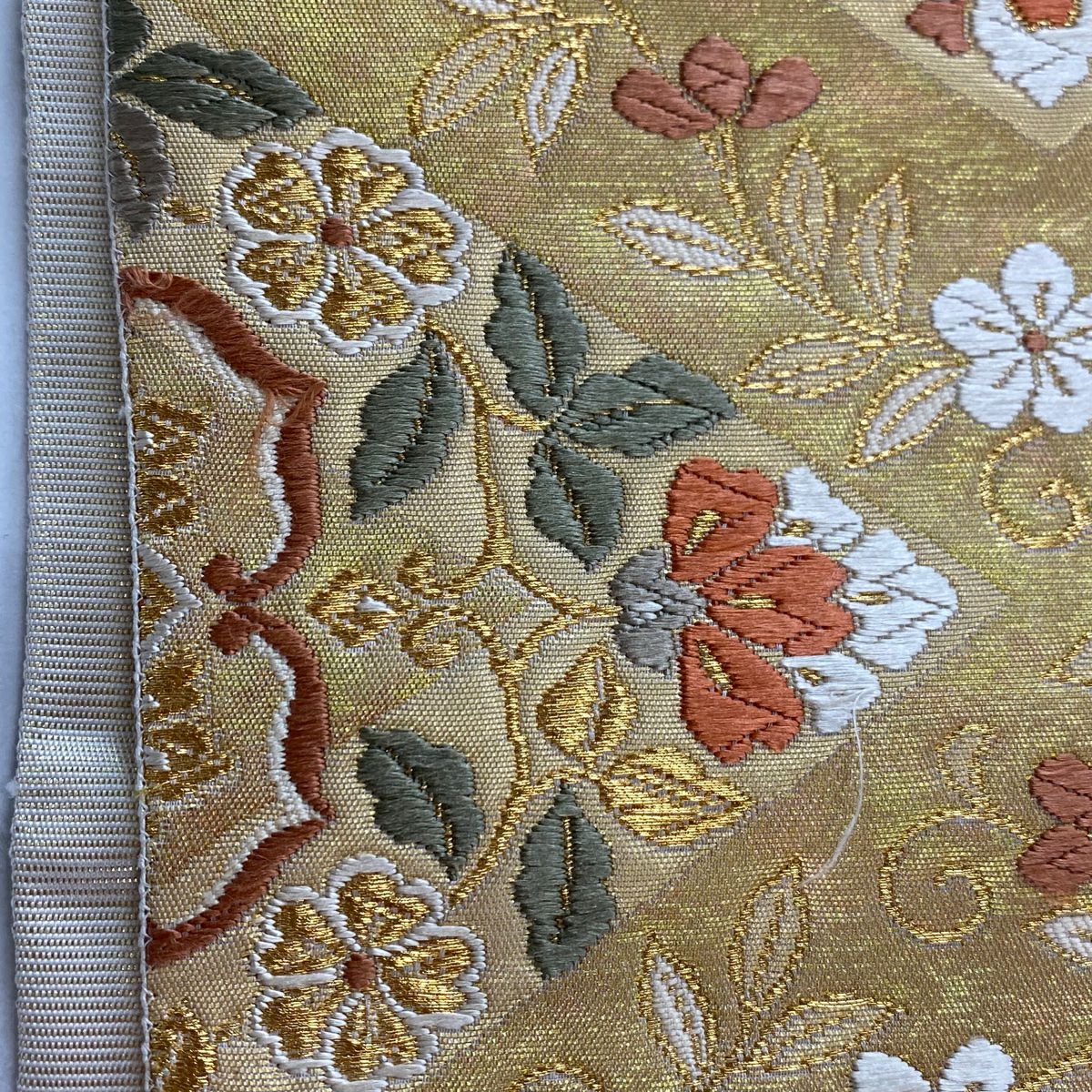 【庫存清倉】 袋帶 美品 秀品級 華紋 向鳥 金絲 金金箔 金 六通 純蠶絲