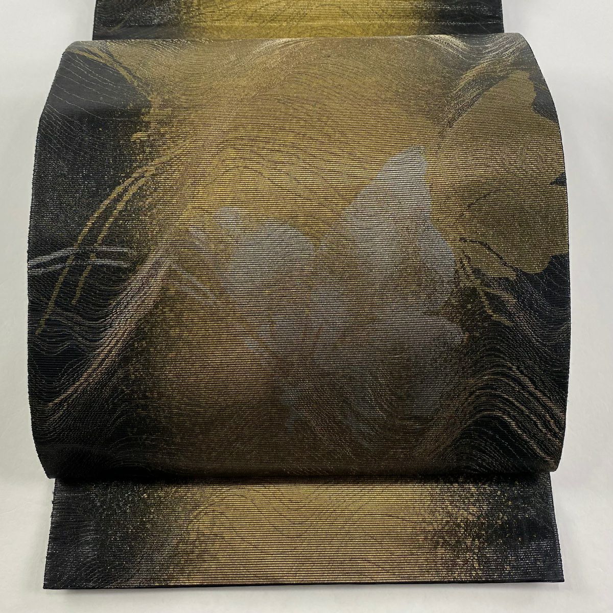 【庫存清倉】 袋帶 美品 名品級 蝴蝶 流線 金金箔 金銀彩 金色 大鼓圖案 純蠶絲