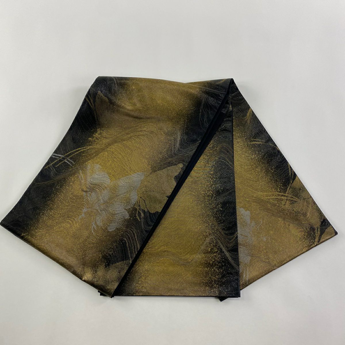 【庫存清倉】 袋帶 美品 名品級 蝴蝶 流線 金金箔 金銀彩 金色 大鼓圖案 純蠶絲