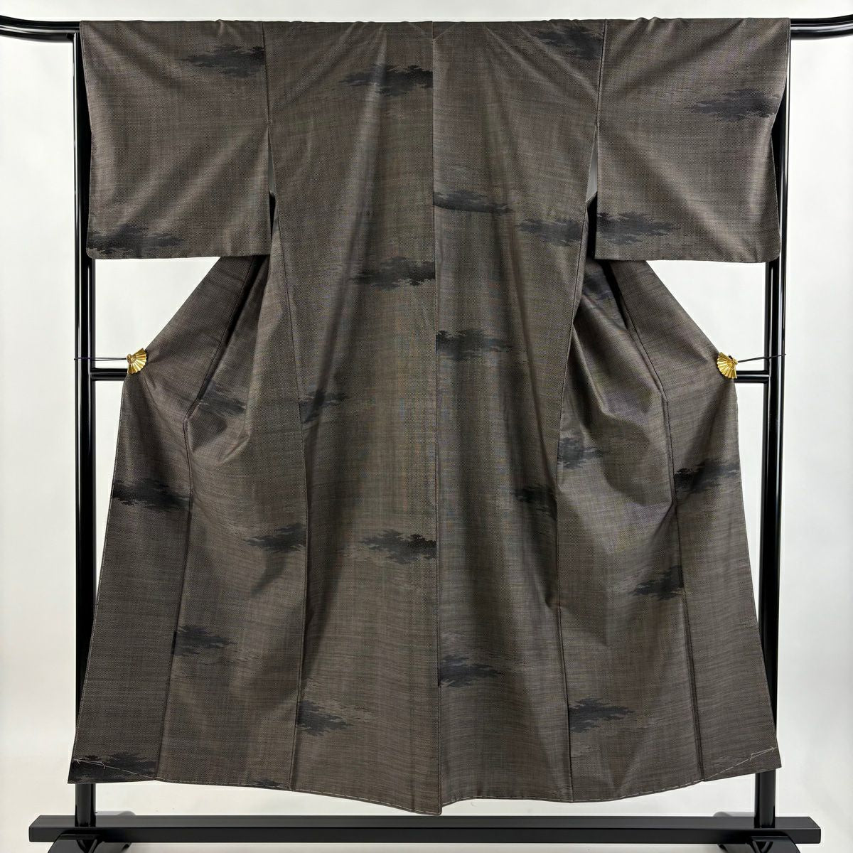 【庫存清倉】 紬織 身長151.5cm 袖長66cm M 雙層 霞 焦茶 純蠶絲 美品 秀品級