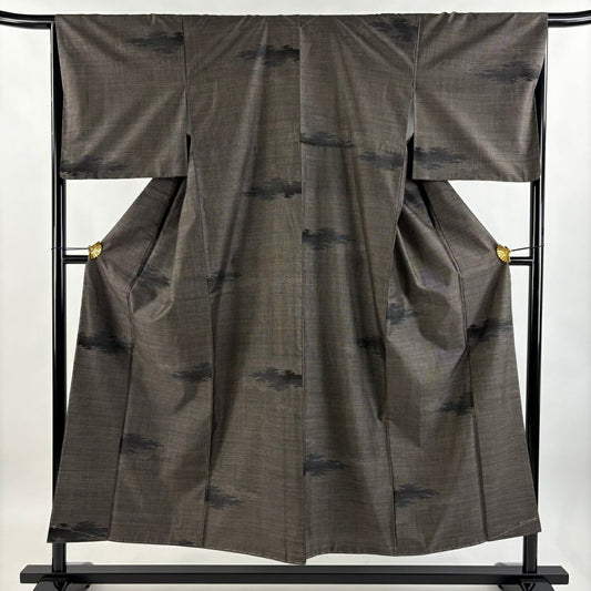 【庫存清倉】 紬織 身長151.5cm 袖長66cm M 雙層 霞 焦茶 純蠶絲 美品 秀品級