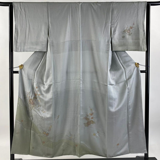 【庫存清倉】訪問服 身長152.5cm 袖長63.5cm S 雙層 花車 芝 刺繡 漸變 青灰 純蠶絲 優品級