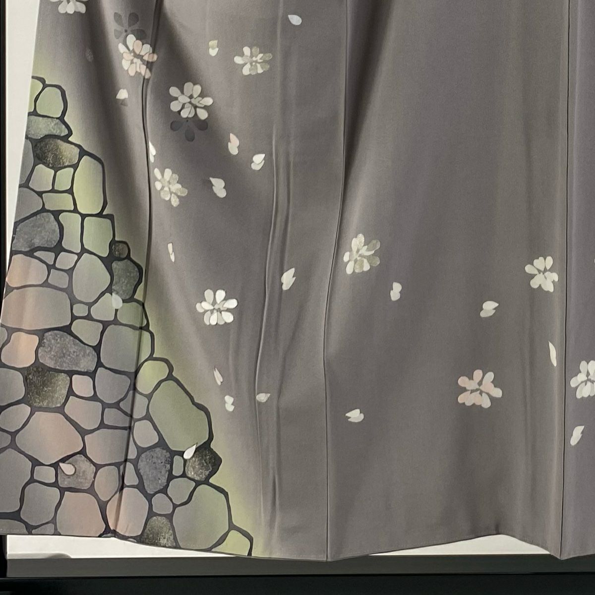 【庫存清倉】 付下 身長153cm 袖長62.5cm S 雙層 花 幾何學 金銀彩 漸層 灰紫 純蠶絲 優品級 一個紋
