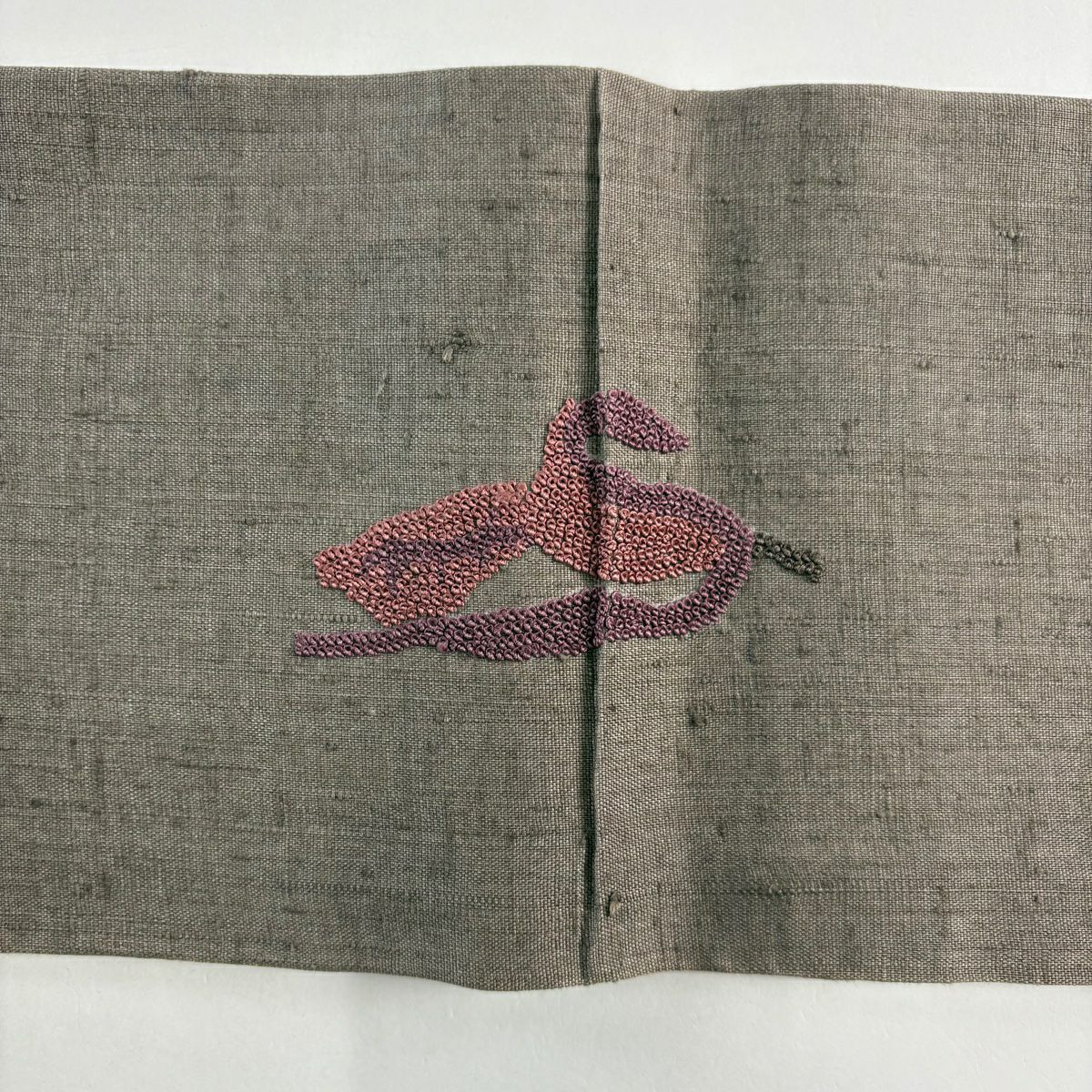 【庫存清倉】 名古屋帶 優品級 紬織織 生物 刺繡 相良刺繡 灰紫 純蠶絲