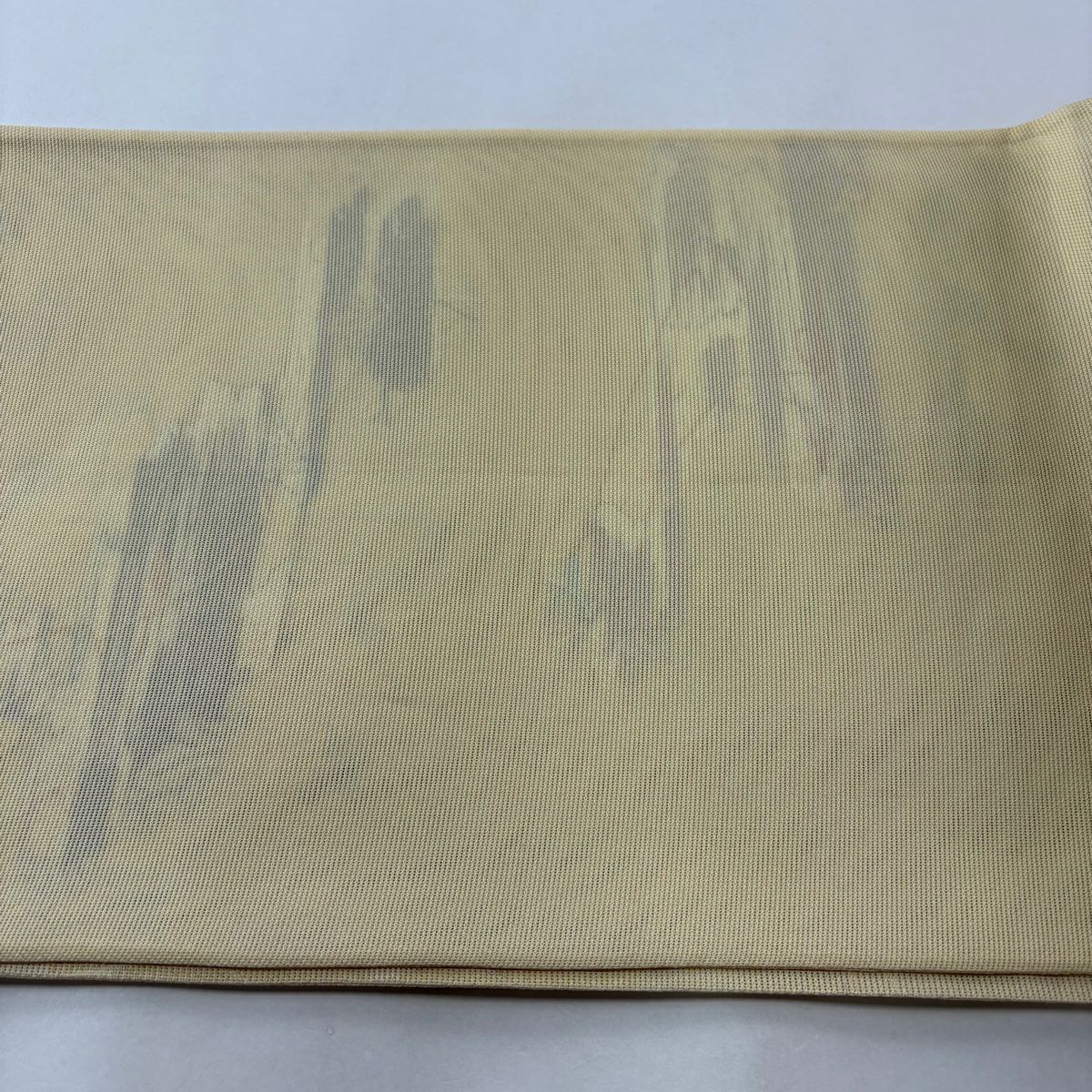 【庫存清倉】 袋帶 美品 秀品級 夏帶 紗 菊花花 霞 金金箔 米色 六通 純蠶絲