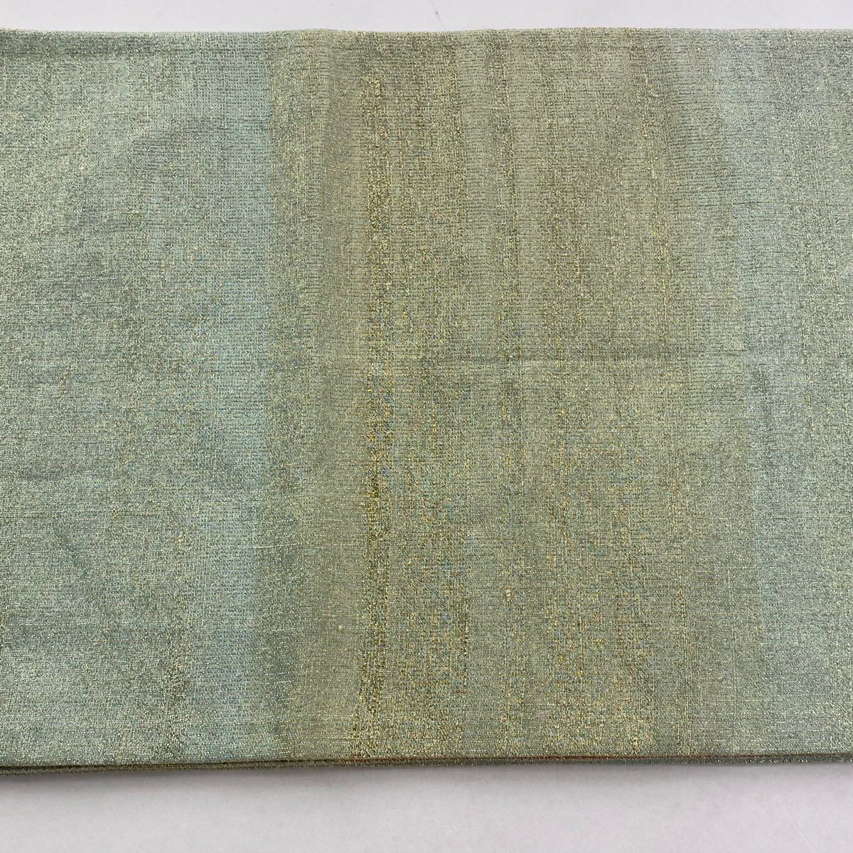 【庫存清倉】 袋帶 美品 秀品級 段紋 金絲 淺綠 全通 純蠶絲