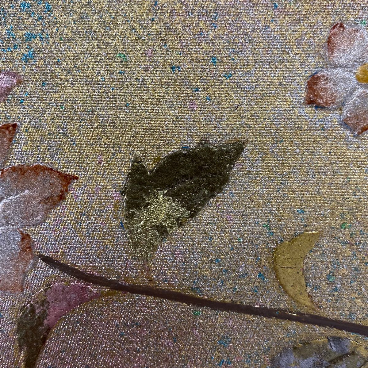 【庫存清倉】 名古屋帶 優品級 草花紋紋 金銀彩 淺綠 純蠶絲