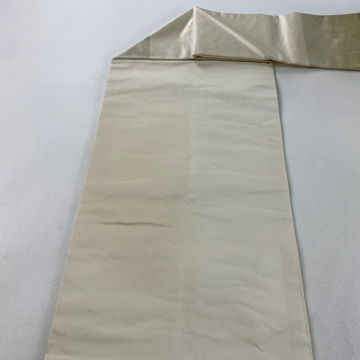 【庫存清倉】 名古屋帶 優品級 草花紋紋 金銀彩 淺綠 純蠶絲