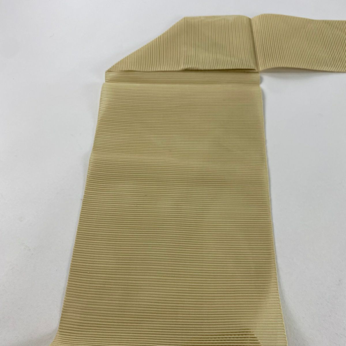 【清倉特賣】 名古屋帶 優質 夏帶 八寸名古屋帶 絽 松樹葉仕立 扇子面 桔梗 薄黃土 純蠶絲