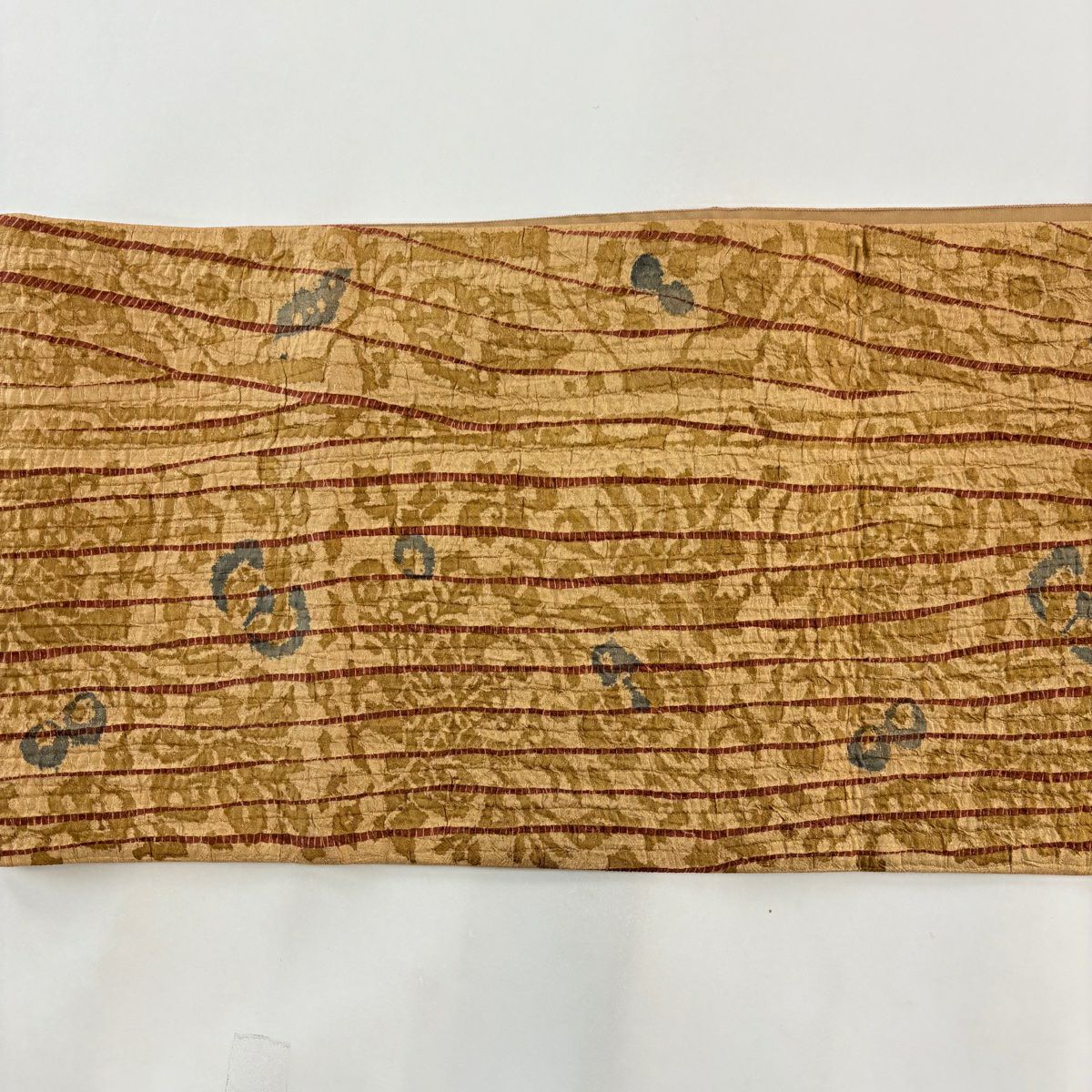 【庫存清倉】 袋帶 美品 秀品級 鳥 草花紋 金絲 山吹色 大鼓圖案 純蠶絲