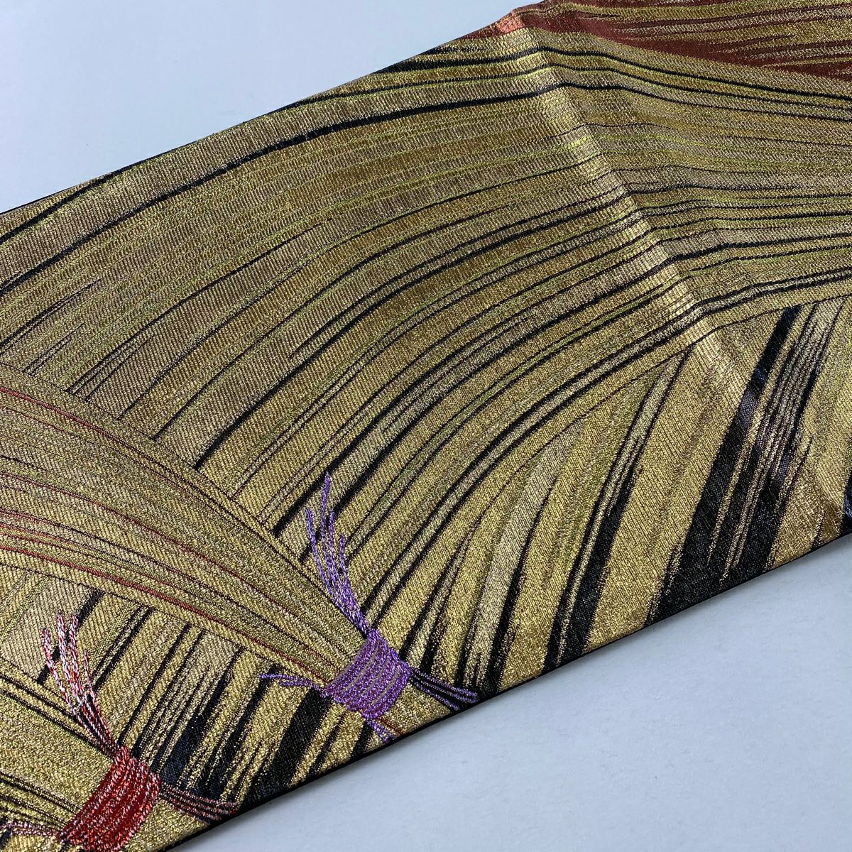【庫存清倉】 袋帶 優品級 全通袋帶 稻束 金絲 金金箔 金 全通 純蠶絲