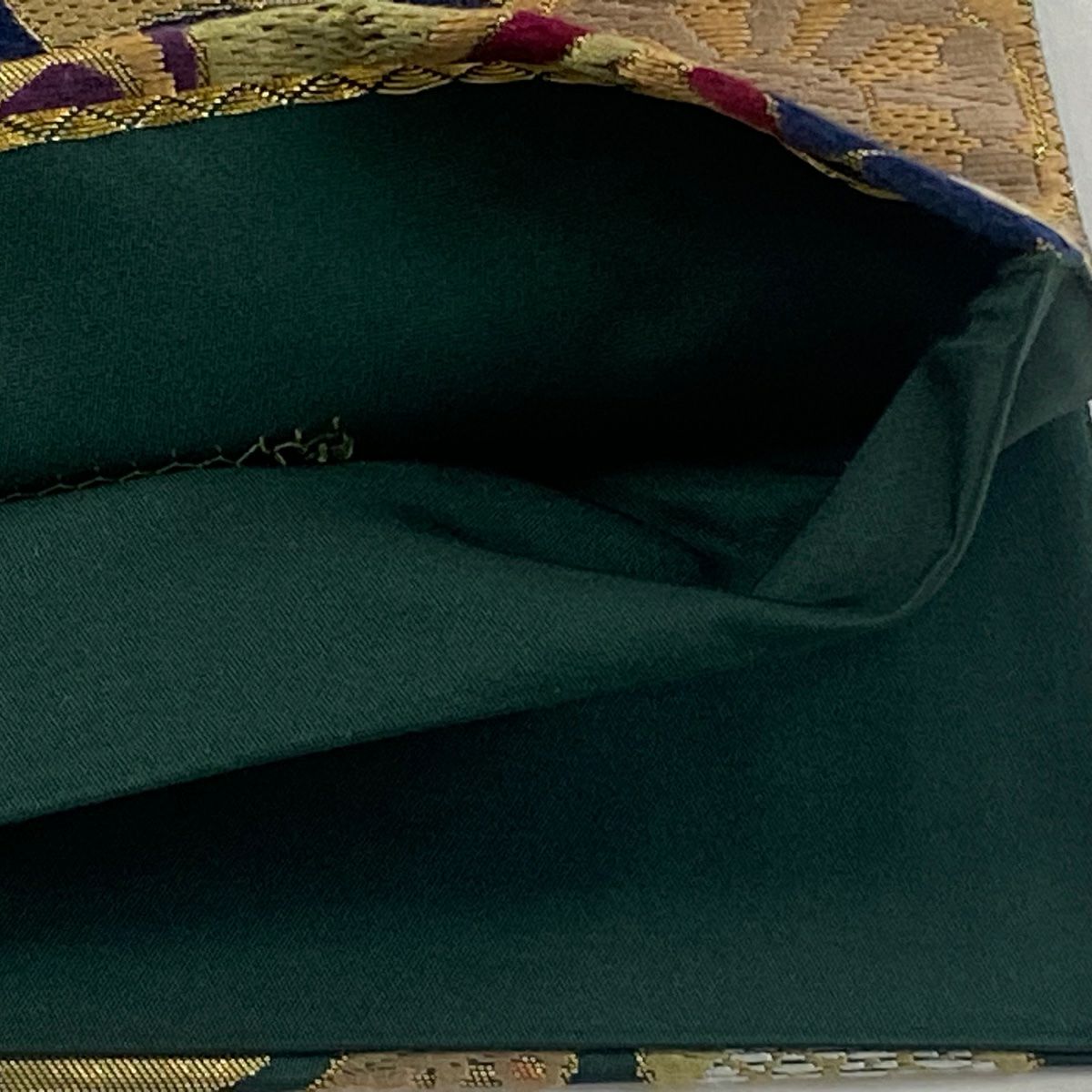 【庫存清倉】 袋帶 美品 逸品級 櫻花 草花紋紋 金金箔 唐織 綠色 六通 純蠶絲