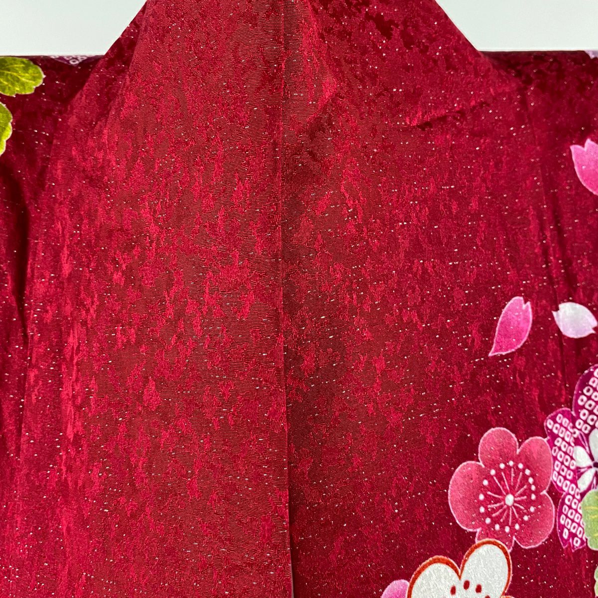 【清倉特賣】振袖禮服 身長158cm 袖長64.5cm M 雙層 鞠 牡丹 銀通 金絲 紅 純蠶絲 逸品級