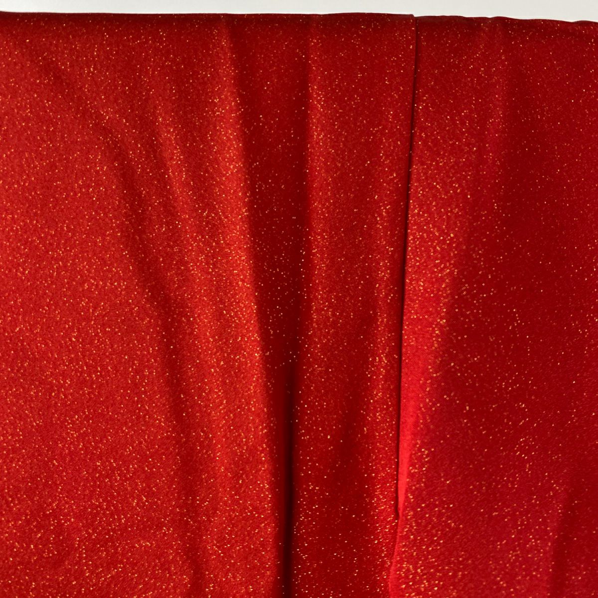 【庫存清倉】振袖禮服 身長160cm 袖長68cm L 雙層 草花紋紋 蝶 金通染 紅 純蠶絲 美品 逸品級