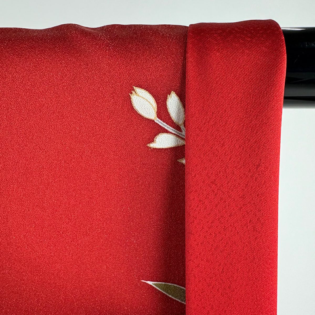 【庫存清倉】振袖禮服 身長162.5cm 袖長64.5cm M 雙層 草花紋紋 蝶 金銀彩 紅 純蠶絲 美品 逸品級